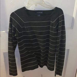 fitted black and white striped ann taylor top